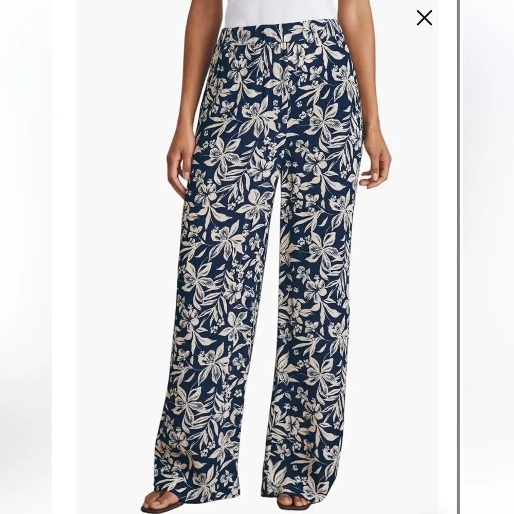 NWT Faherty Wide Leg Cabana Pants in Navy Canopy Floral